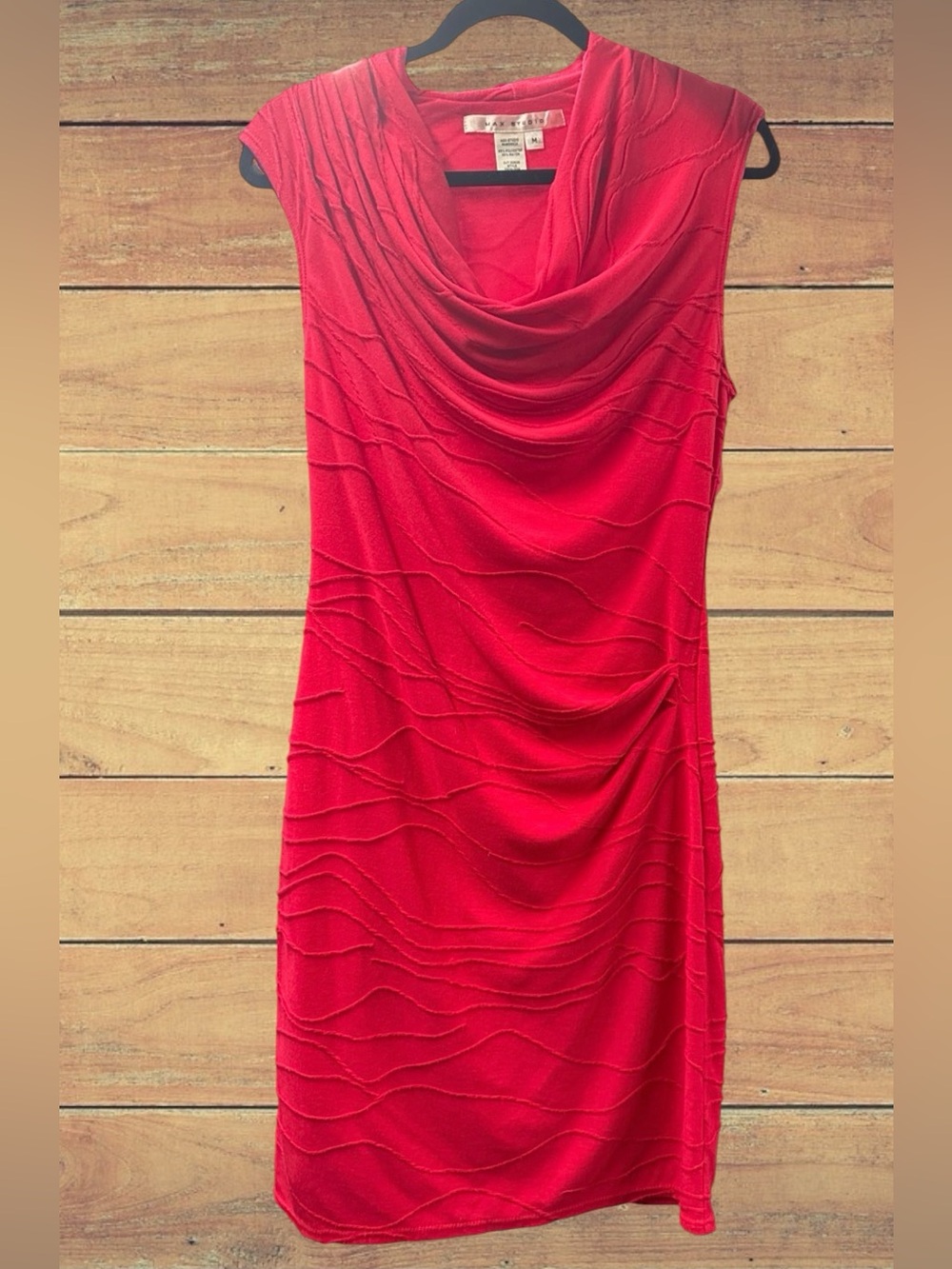 Max Studio Red Cowl Neck Midi Dress